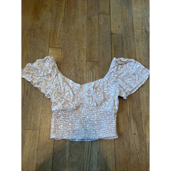 Smocked Crop Top Tropical Lightweight Women XS Jopana Lined‎ Bralette Babydoll - Picture 1 of 5